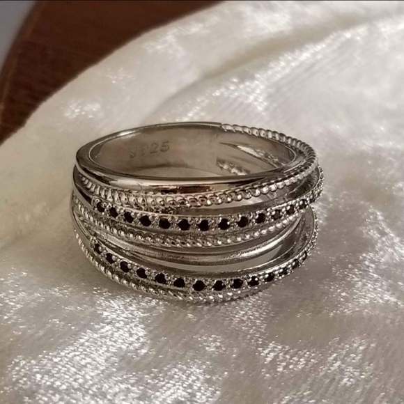 New 925 Silver Onyx Band Wrap Ring for Women - Picture 7 of 8